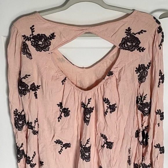 Free People Pink Black Floral Embroidered Cutout Austin Emma Dress 47029 - Picture 11 of 15